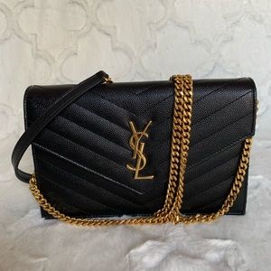 Ysl black envelope chain purse